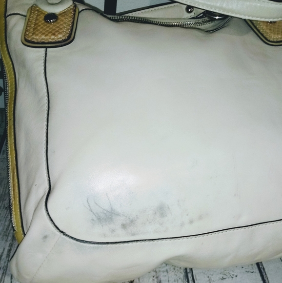 💫 Coach Kristin Spectator Crocodile Chalk White Custard Satchel Shoulder Bag - Picture 7 of 12